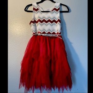 Red and White Beautees KIDS Dress with Belt